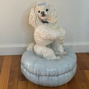 Rare! TOWNSENDS Vintage Large Ceramic Poodle
Sculpture Dog Figurine Blue Cushion
